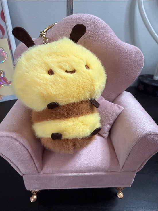Other - Plush Bee Keychain Bag Charm - Yellow & Brown